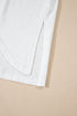 White Eyelet Patchwork High Low Hem V Neck Oversized Top